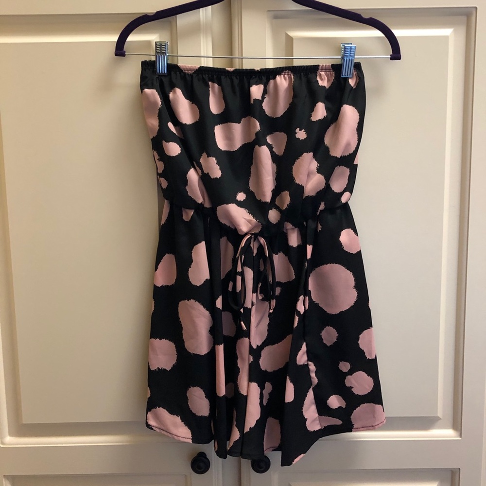 Black and pink polkadot romper!